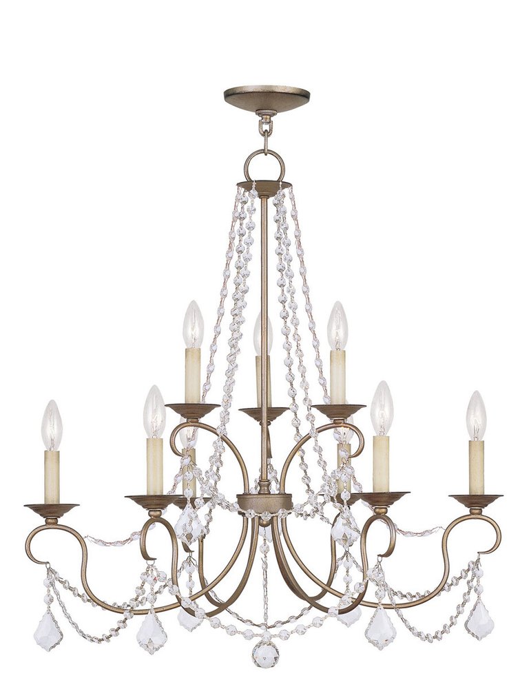 Nine Light Dimmable Chandelier With Shades