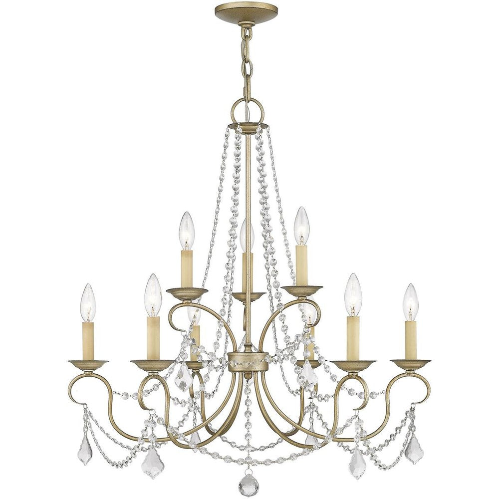 Nine Light Dimmable Chandelier With Shades