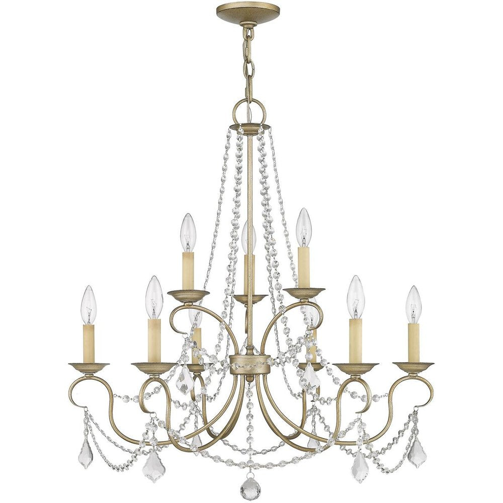 Nine Light Dimmable Chandelier With Shades