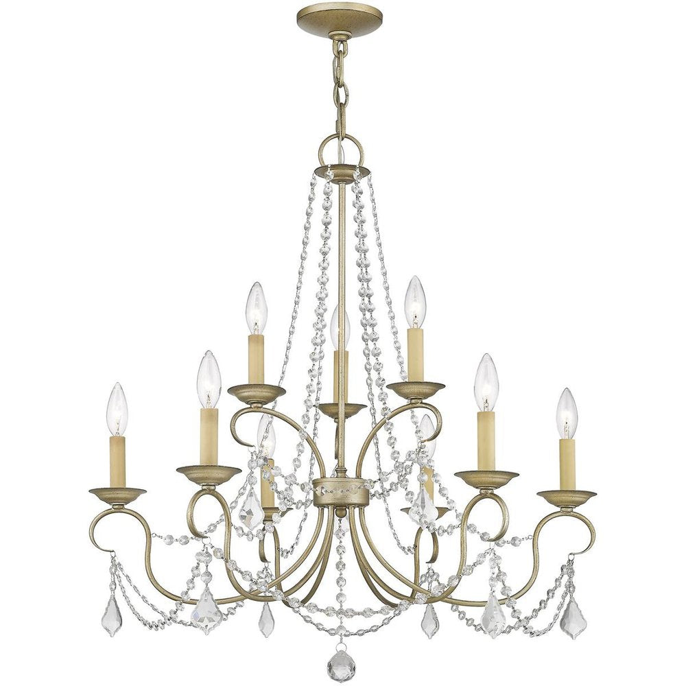 Nine Light Dimmable Chandelier With Shades