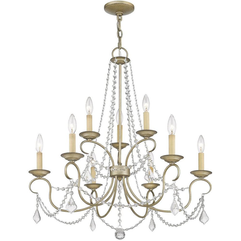 Nine Light Dimmable Chandelier With Shades
