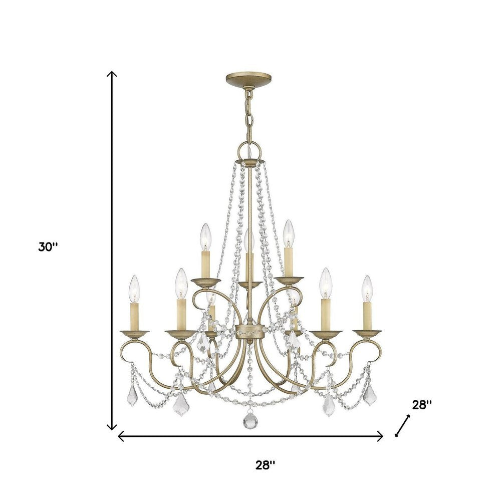 Nine Light Dimmable Chandelier With Shades