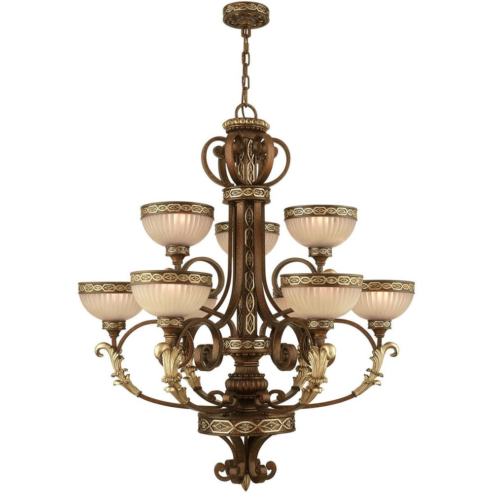 Nine Light Dimmable Chandelier With Shades