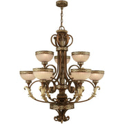 Nine Light Dimmable Chandelier With Shades