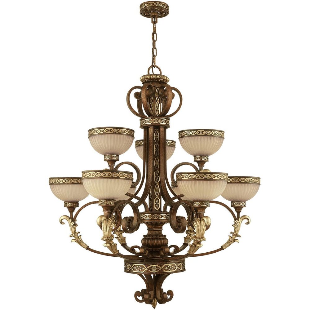 Nine Light Dimmable Chandelier With Shades