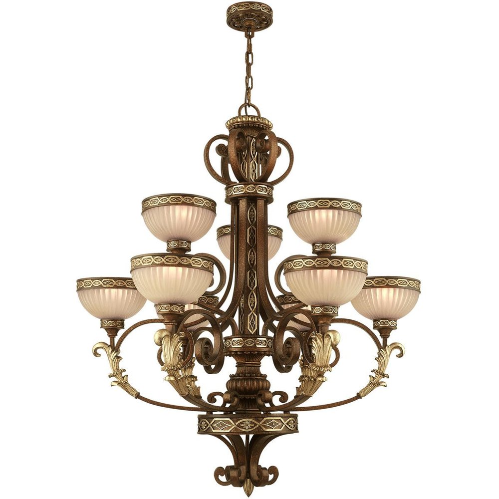 Nine Light Dimmable Chandelier With Shades