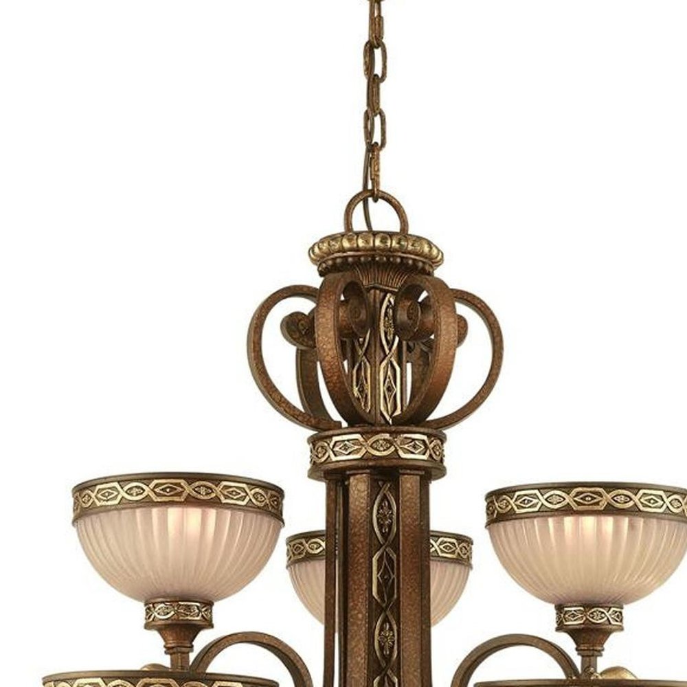 Nine Light Dimmable Chandelier With Shades