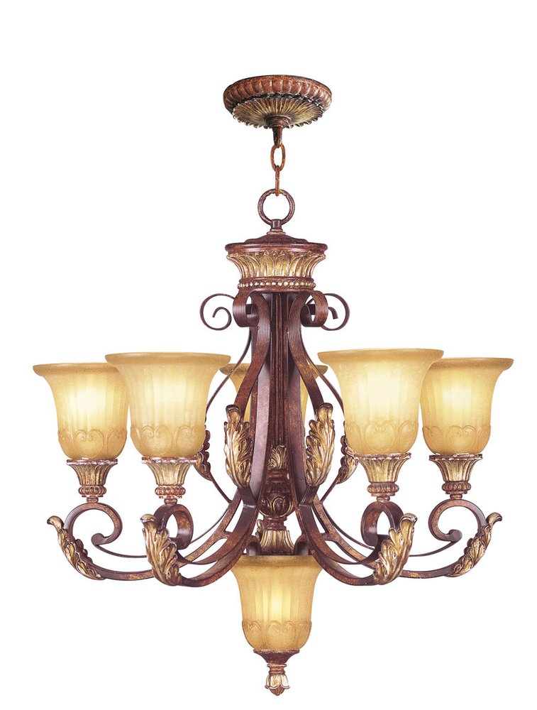 Six Light Dimmable Chandelier With Shades