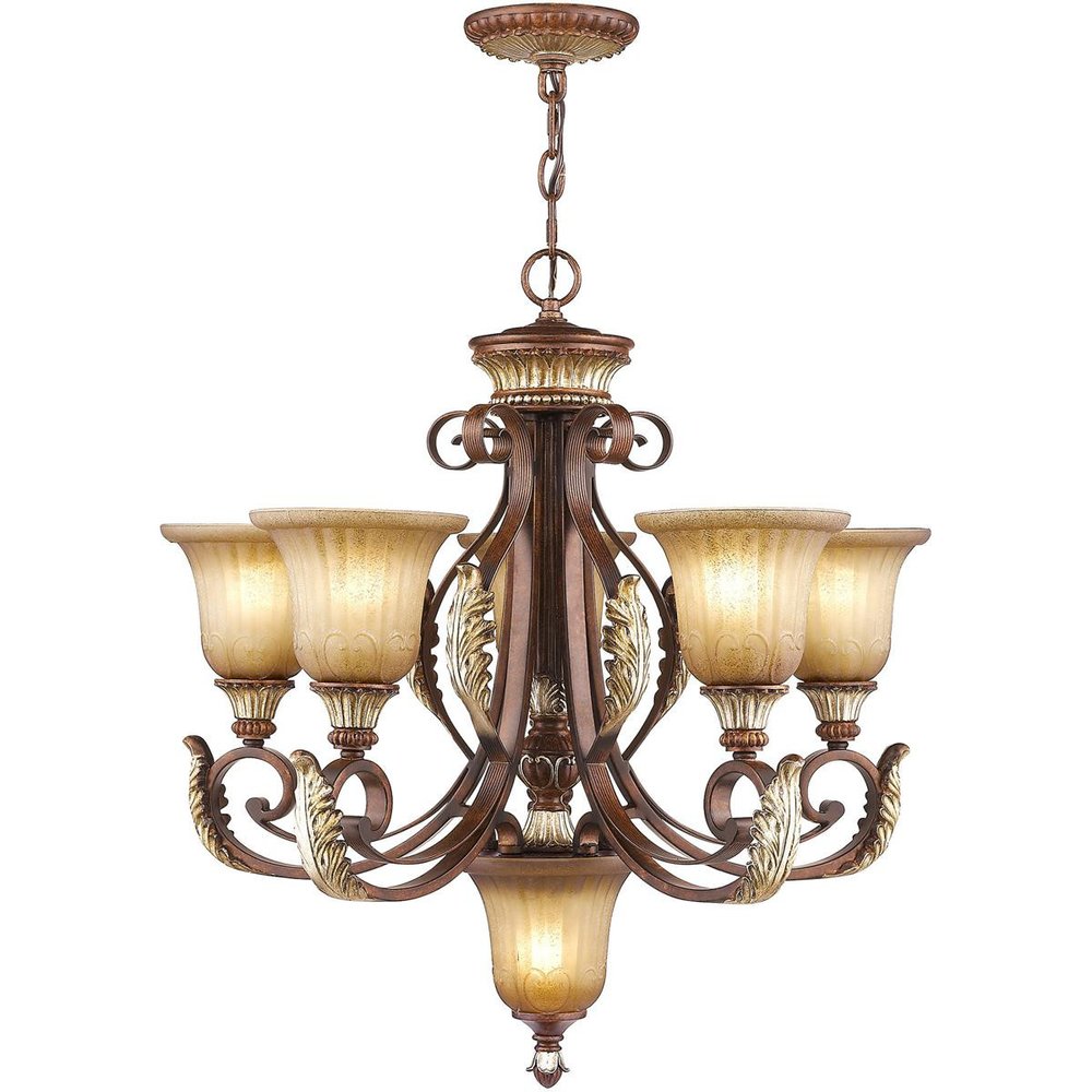 Six Light Dimmable Chandelier With Shades