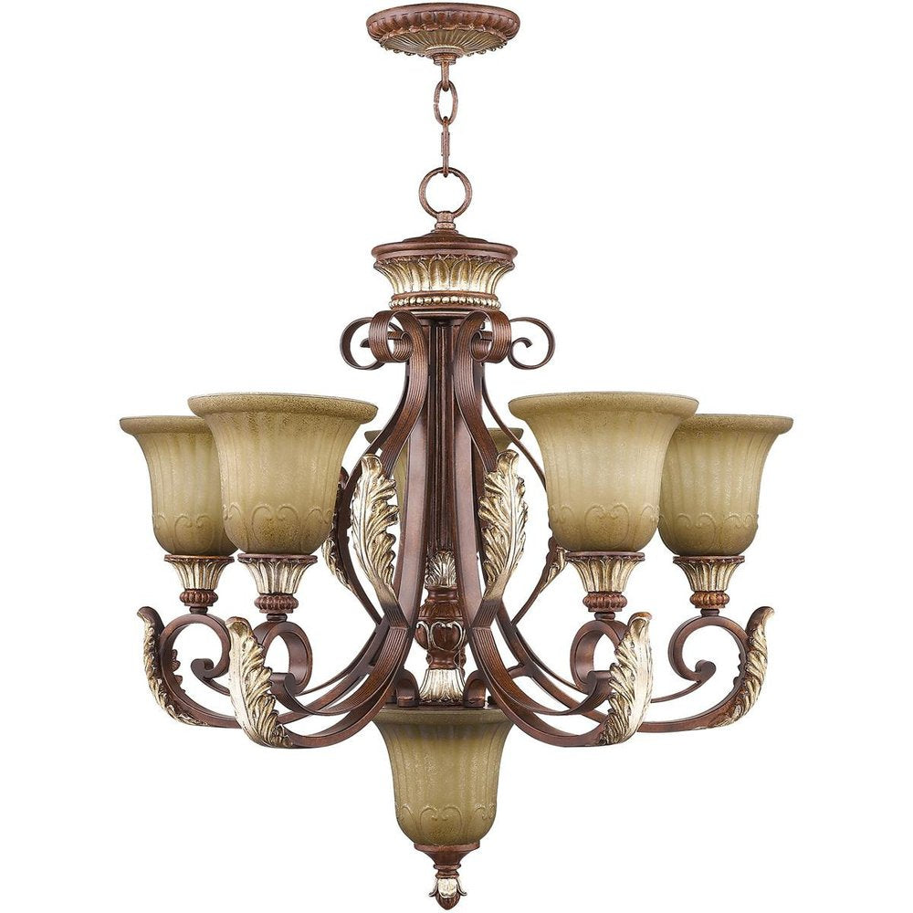 Six Light Dimmable Chandelier With Shades