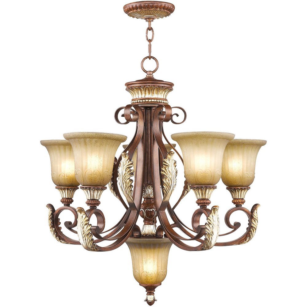 Six Light Dimmable Chandelier With Shades