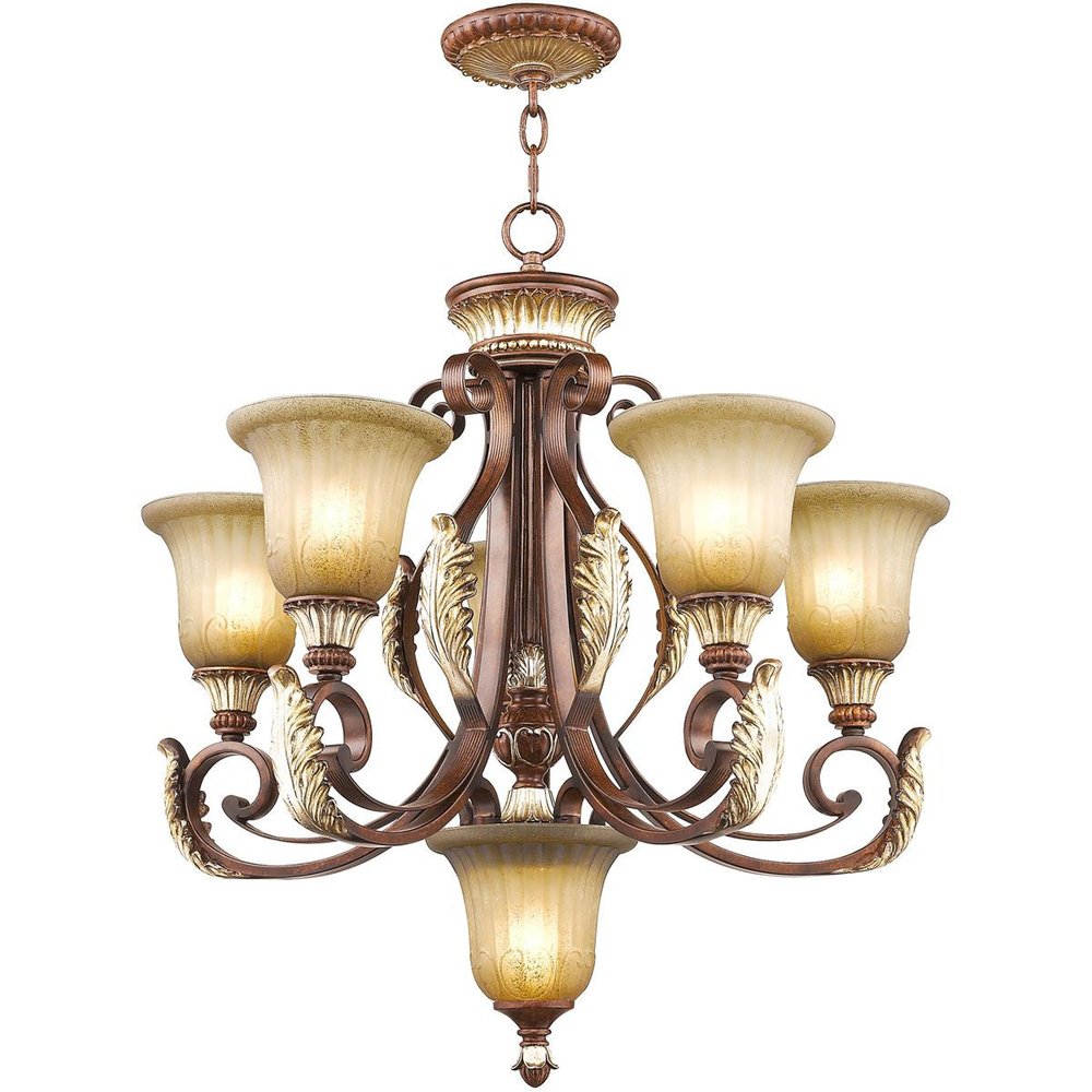 Six Light Dimmable Chandelier With Shades