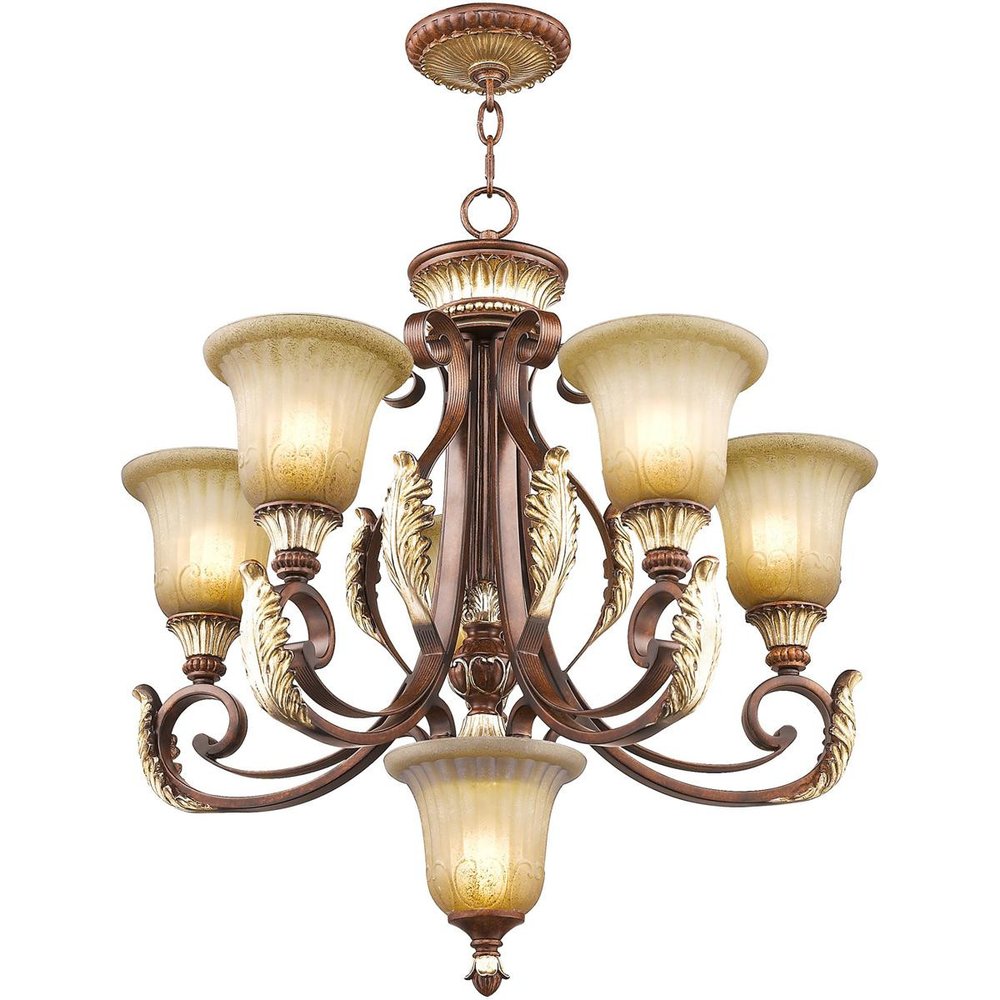 Six Light Dimmable Chandelier With Shades