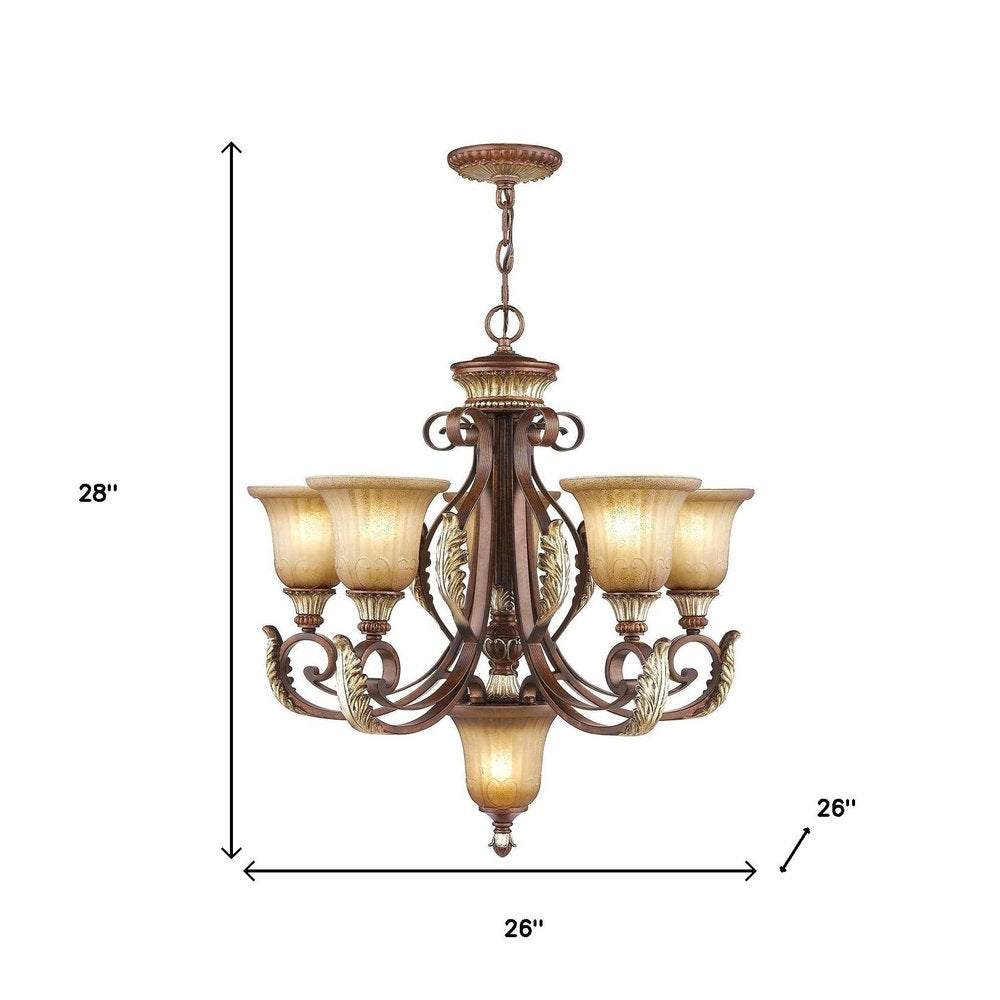 Six Light Dimmable Chandelier With Shades