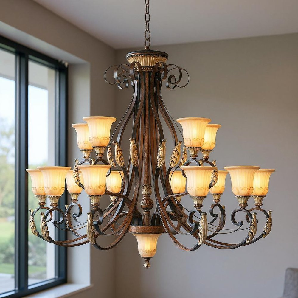 Multi Light Dimmable Chandelier With Shades