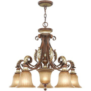 Six Light Dimmable Chandelier With Shades