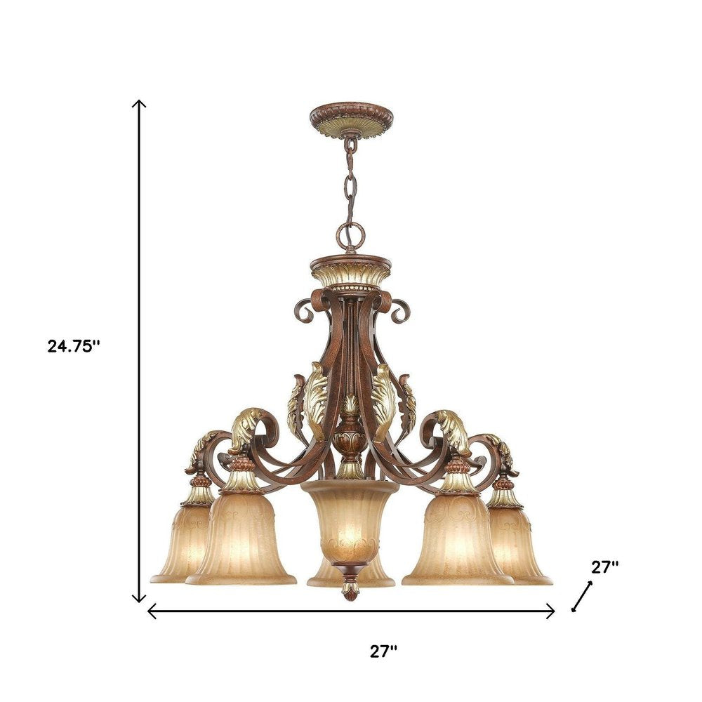Six Light Dimmable Chandelier With Shades