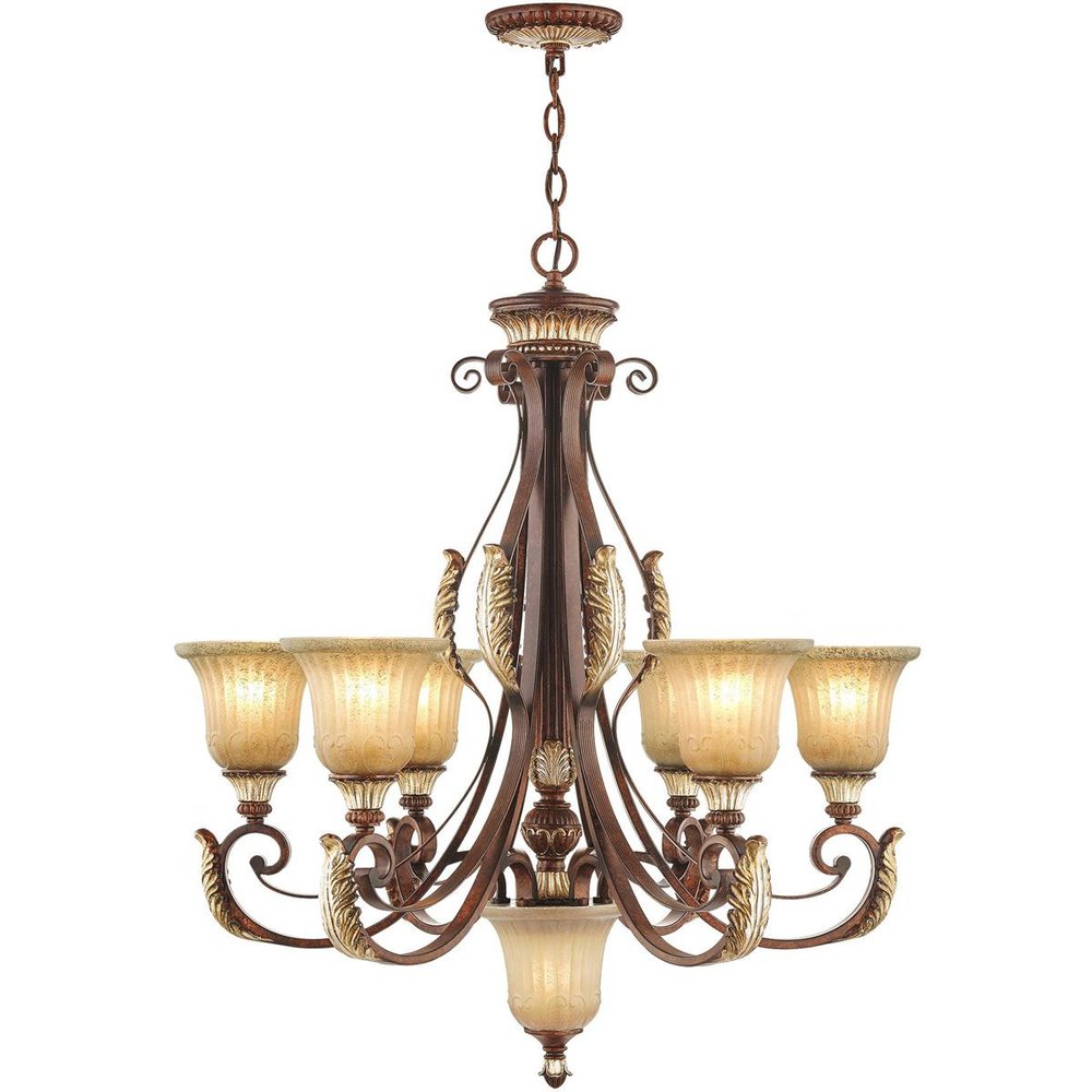 Seven Light Dimmable Chandelier With Shades