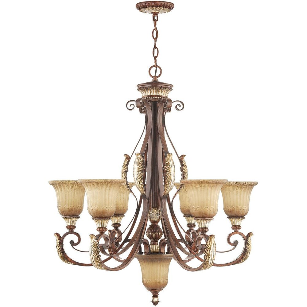 Seven Light Dimmable Chandelier With Shades