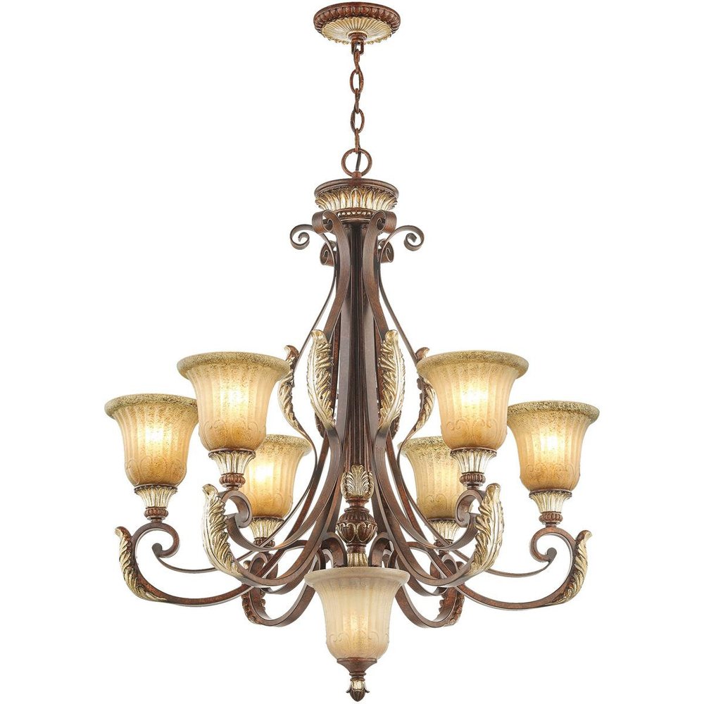 Seven Light Dimmable Chandelier With Shades