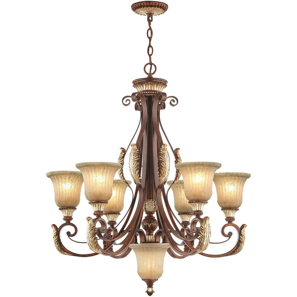 Seven Light Dimmable Chandelier With Shades