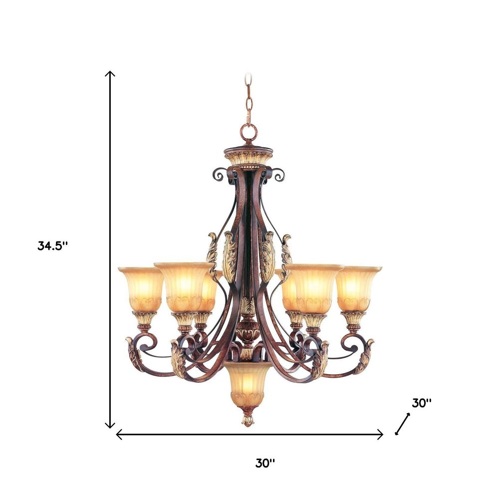 Seven Light Dimmable Chandelier With Shades