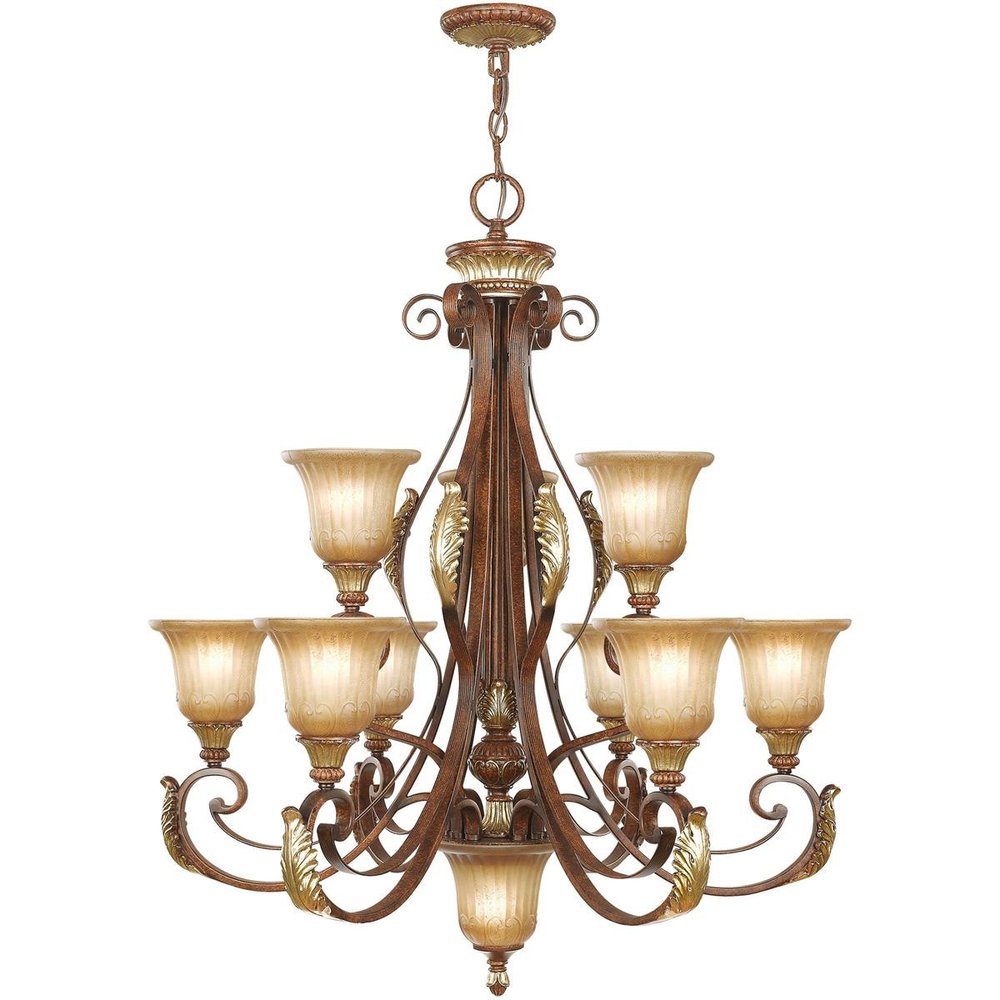 Ten Light Dimmable Chandelier With Shades