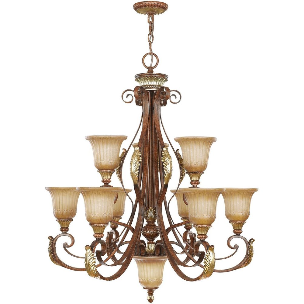 Ten Light Dimmable Chandelier With Shades