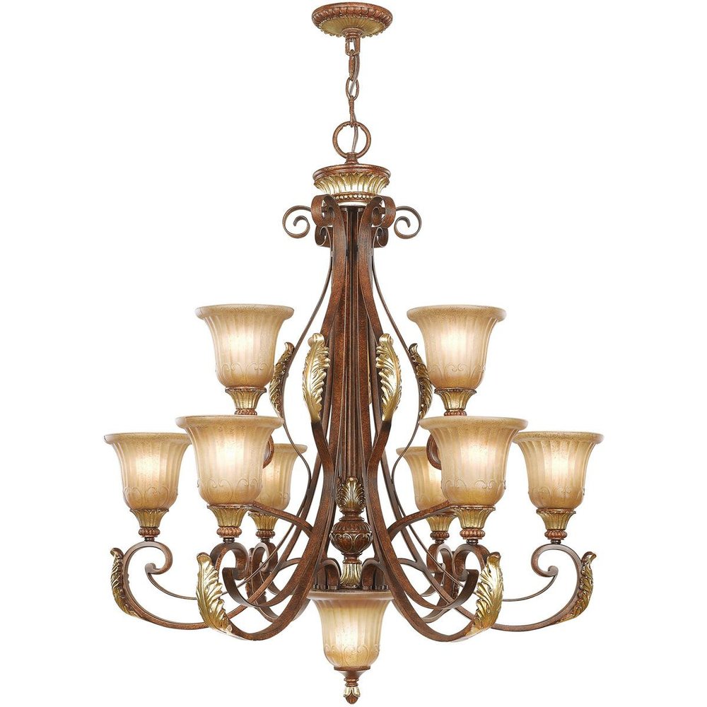 Ten Light Dimmable Chandelier With Shades