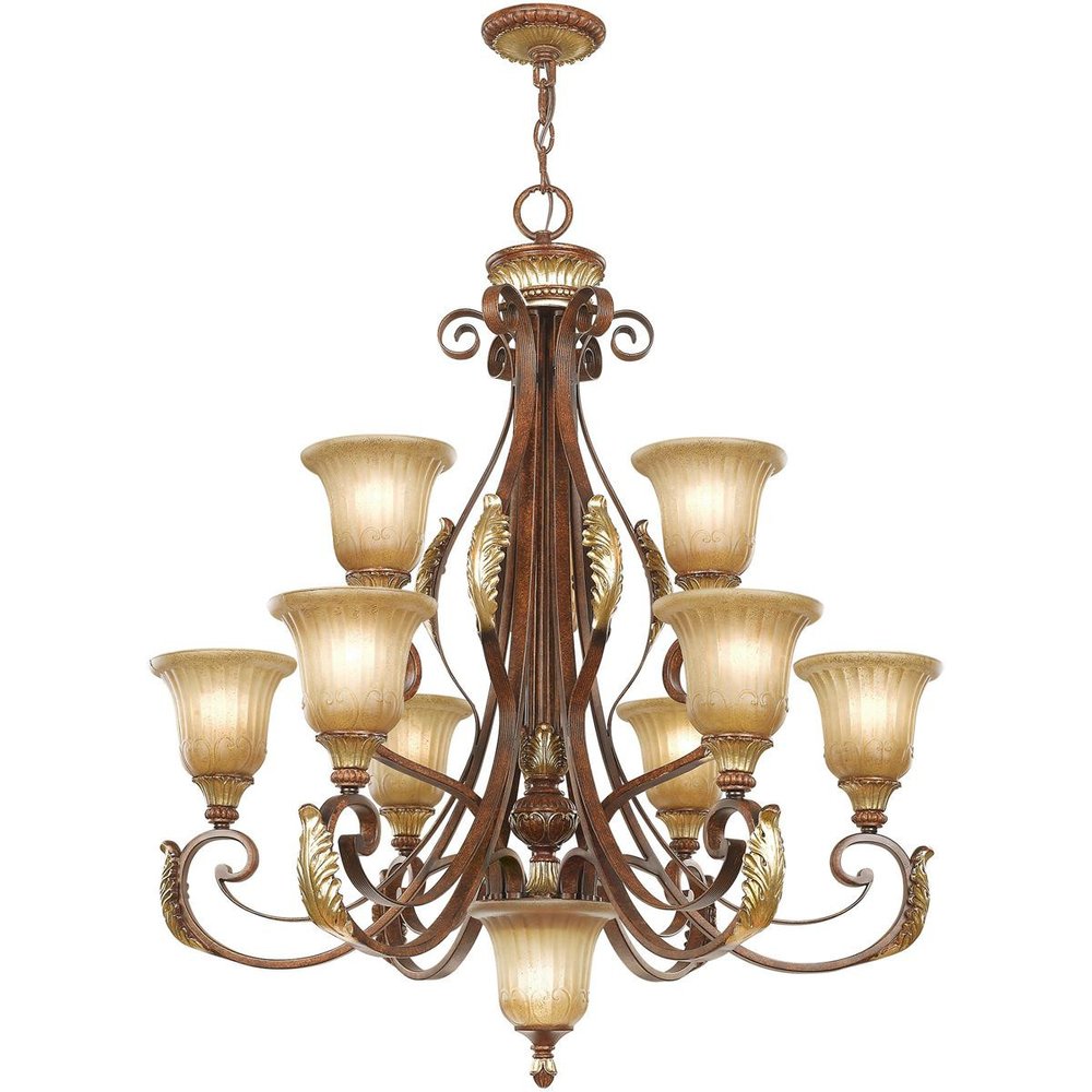 Ten Light Dimmable Chandelier With Shades