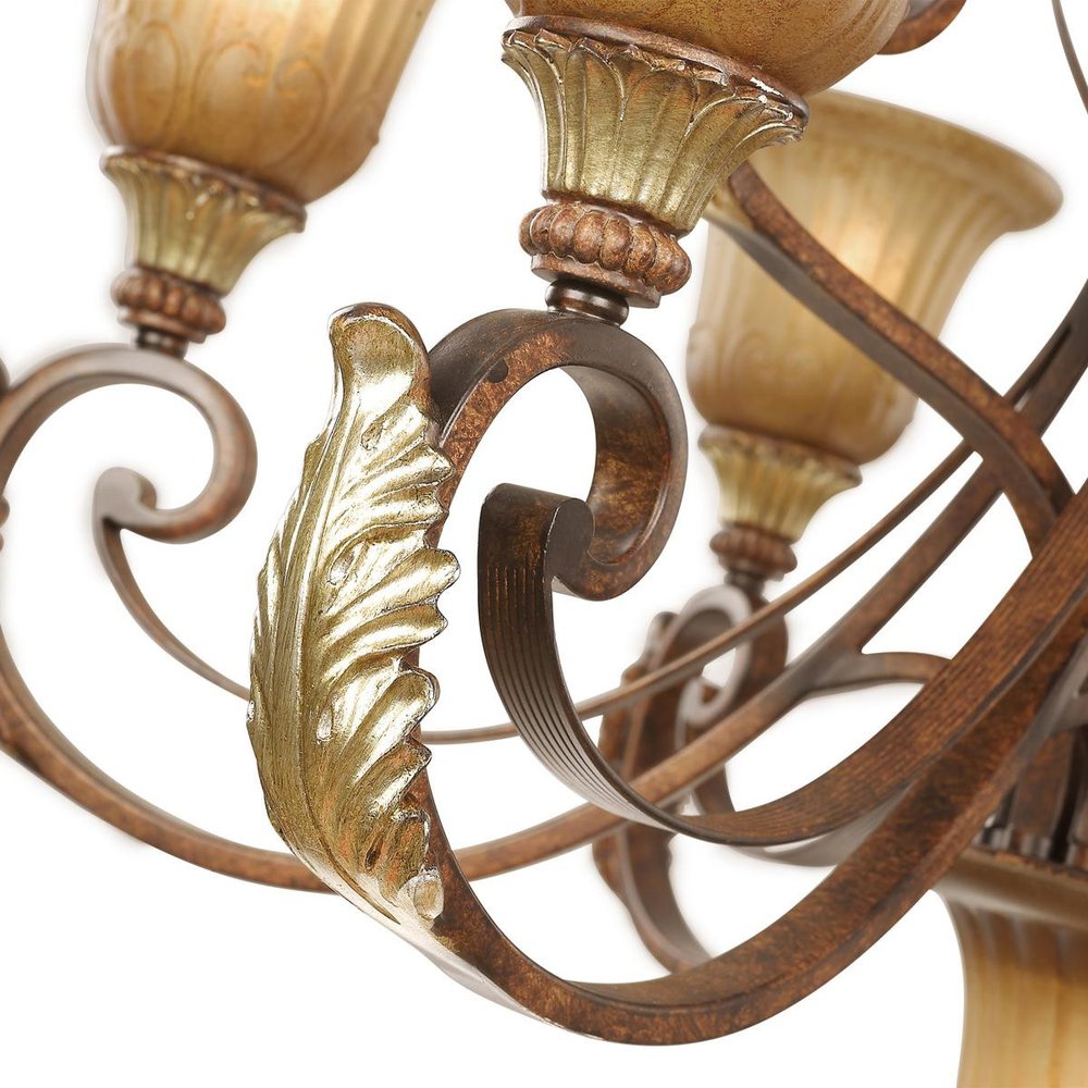 Bronze Ten Light Metal Dimmable Chandelier With Shades