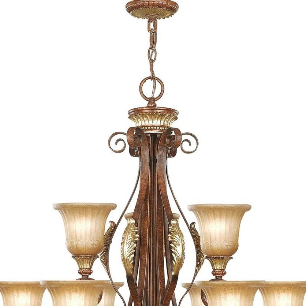 Ten Light Dimmable Chandelier With Shades