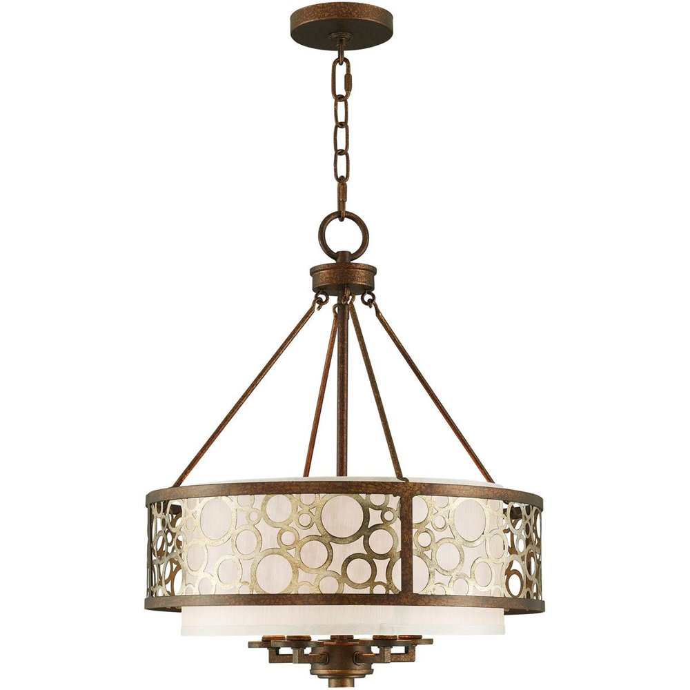 Bronze Five Light Metal Dimmable Chandelier With Shades