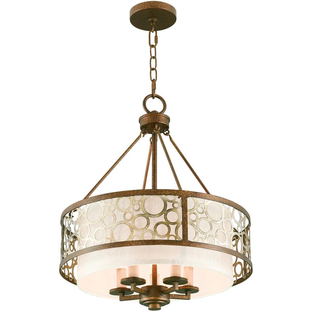 Bronze Five Light Metal Dimmable Chandelier With Shades