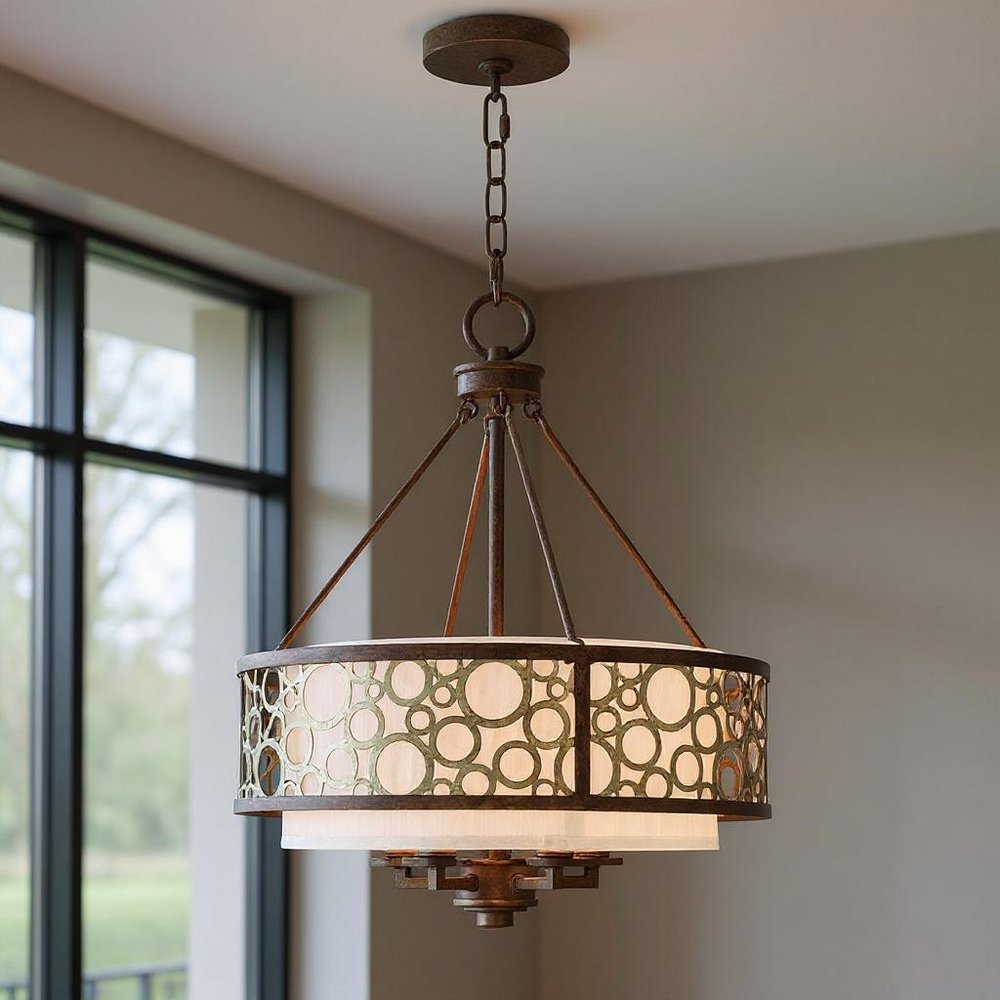 Five Light Dimmable Chandelier With Shades