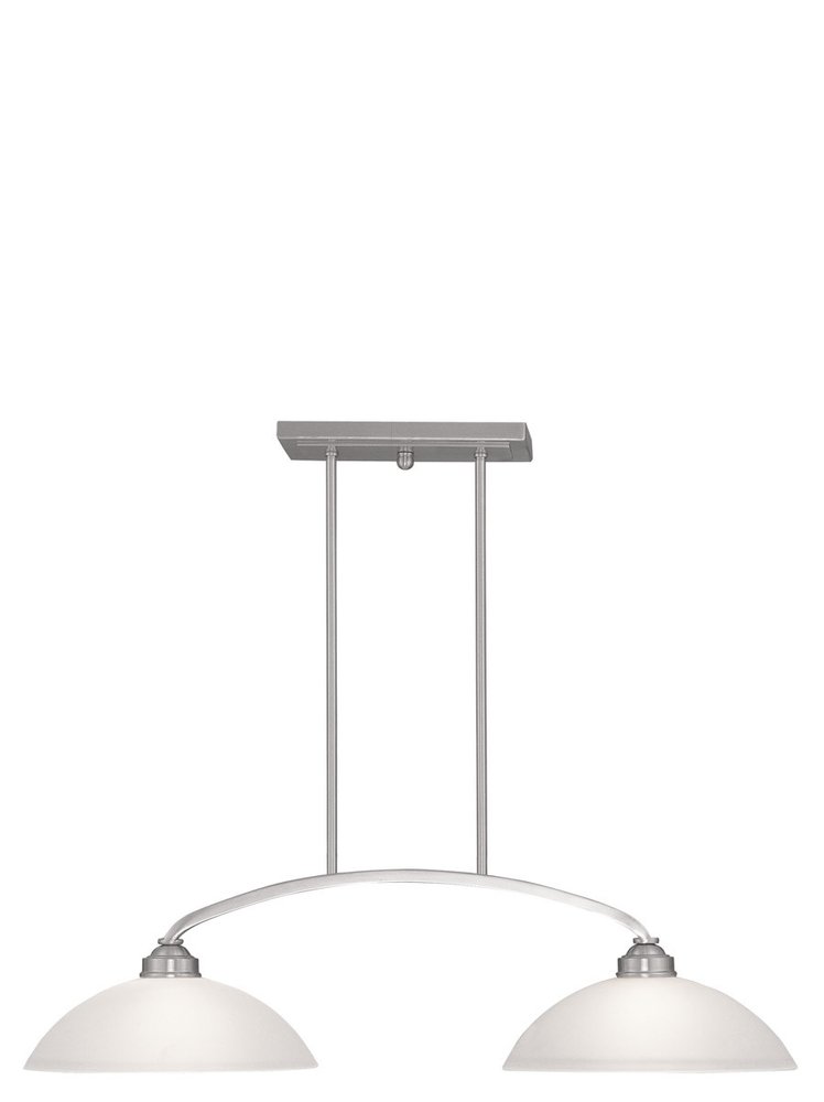 Nickel Two Light Metal Dimmable Chandelier With Shades