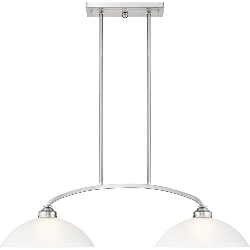 Nickel Two Light Metal Dimmable Chandelier With Shades