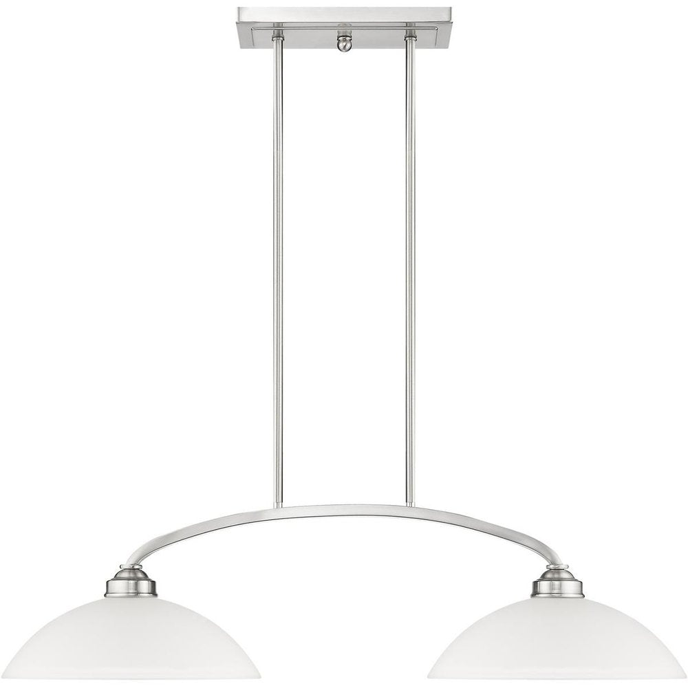 Nickel Two Light Metal Dimmable Chandelier With Shades