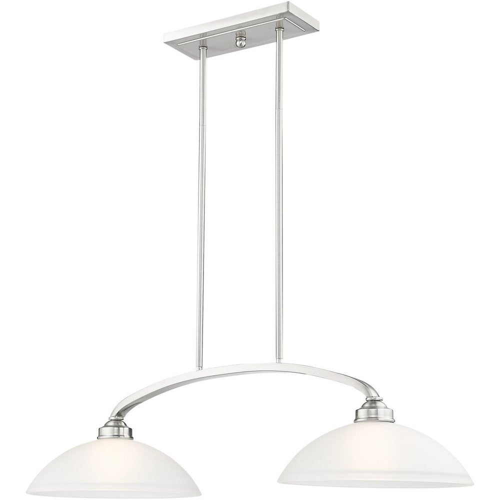 Nickel Two Light Metal Dimmable Chandelier With Shades