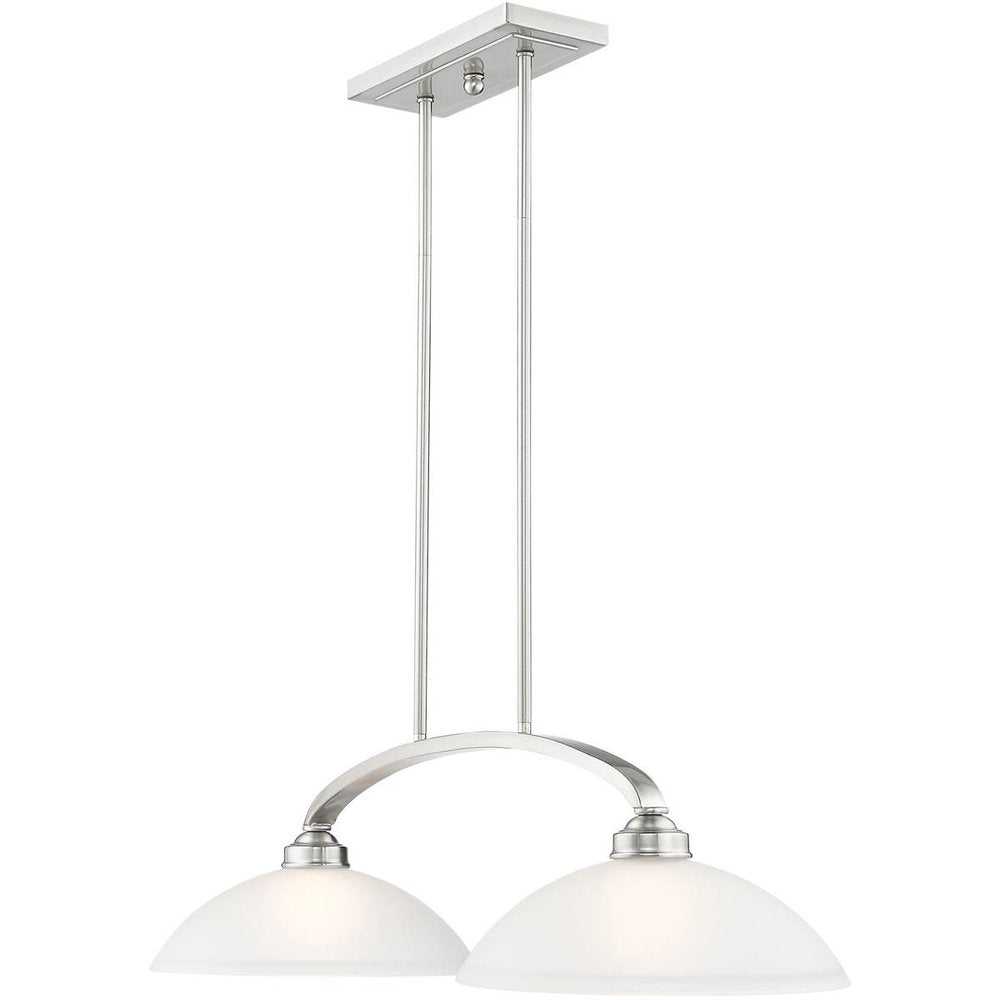 Nickel Two Light Metal Dimmable Chandelier With Shades