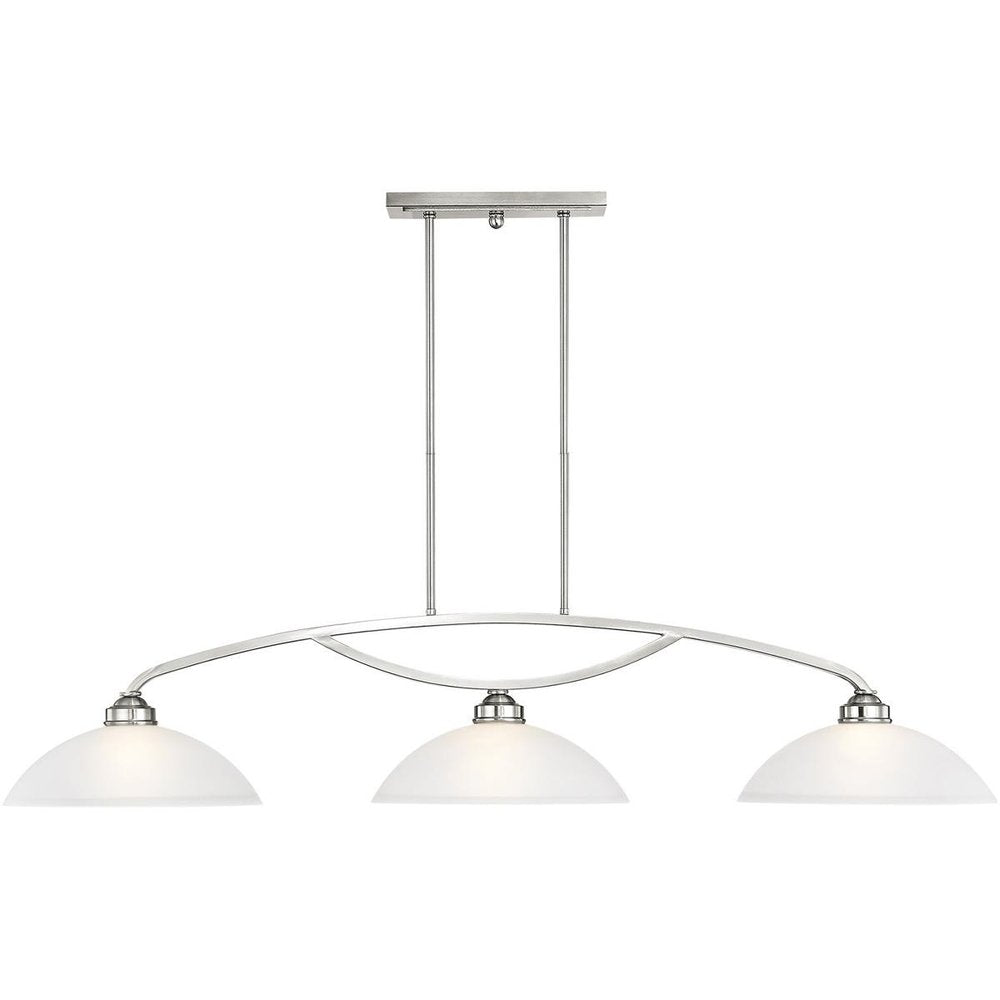 Nickel Three Light Metal Dimmable Chandelier With Shades