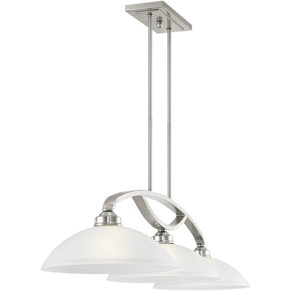 Nickel Three Light Metal Dimmable Chandelier With Shades