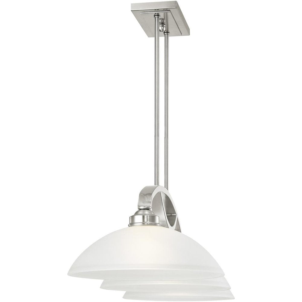 Nickel Three Light Metal Dimmable Chandelier With Shades