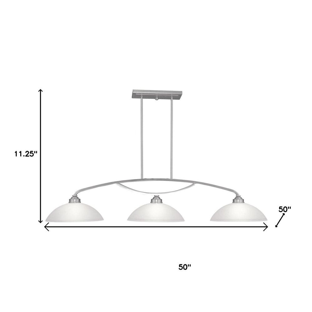 Nickel Three Light Metal Dimmable Chandelier With Shades