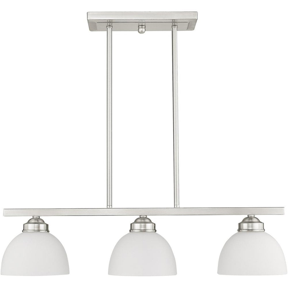 Nickel Three Light Metal Dimmable Chandelier With Shades
