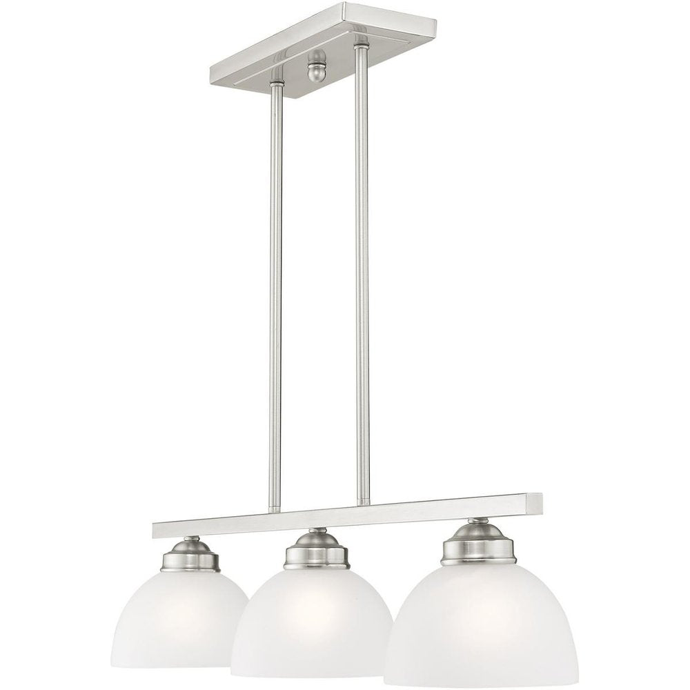Nickel Three Light Metal Dimmable Chandelier With Shades