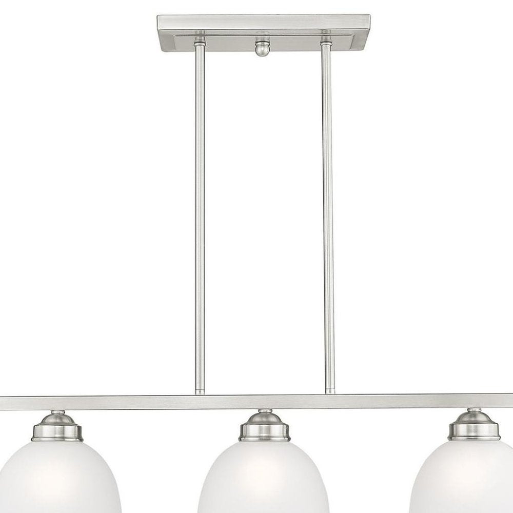 Nickel Three Light Metal Dimmable Chandelier With Shades