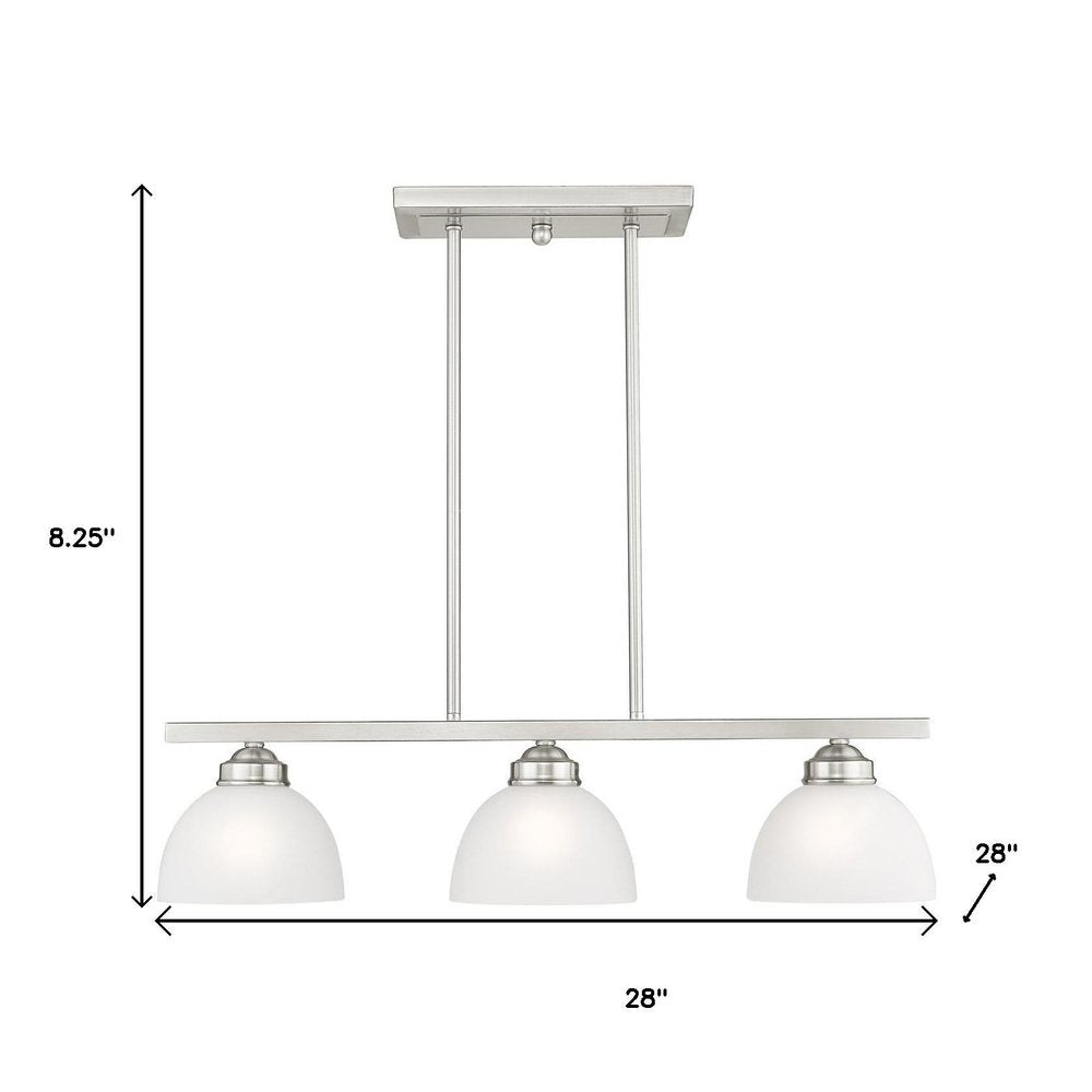 Nickel Three Light Metal Dimmable Chandelier With Shades