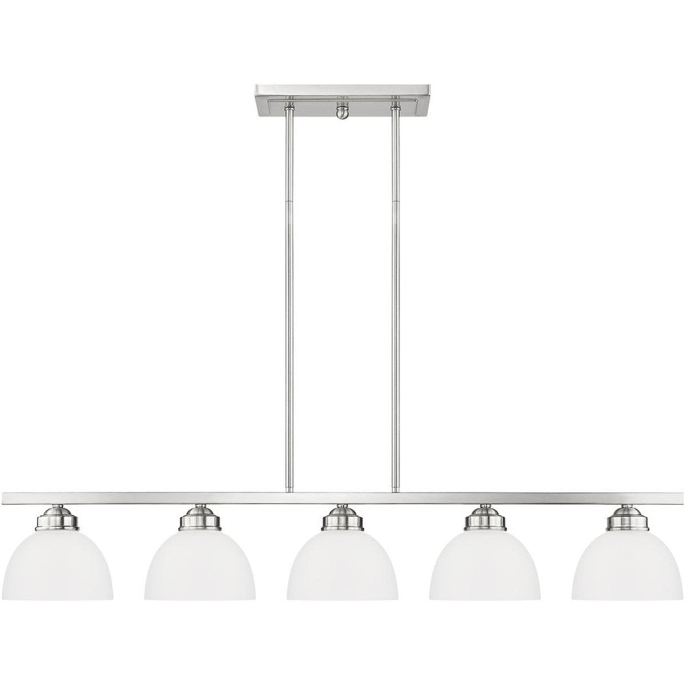 Nickel Five Light Metal Dimmable Chandelier With Shades