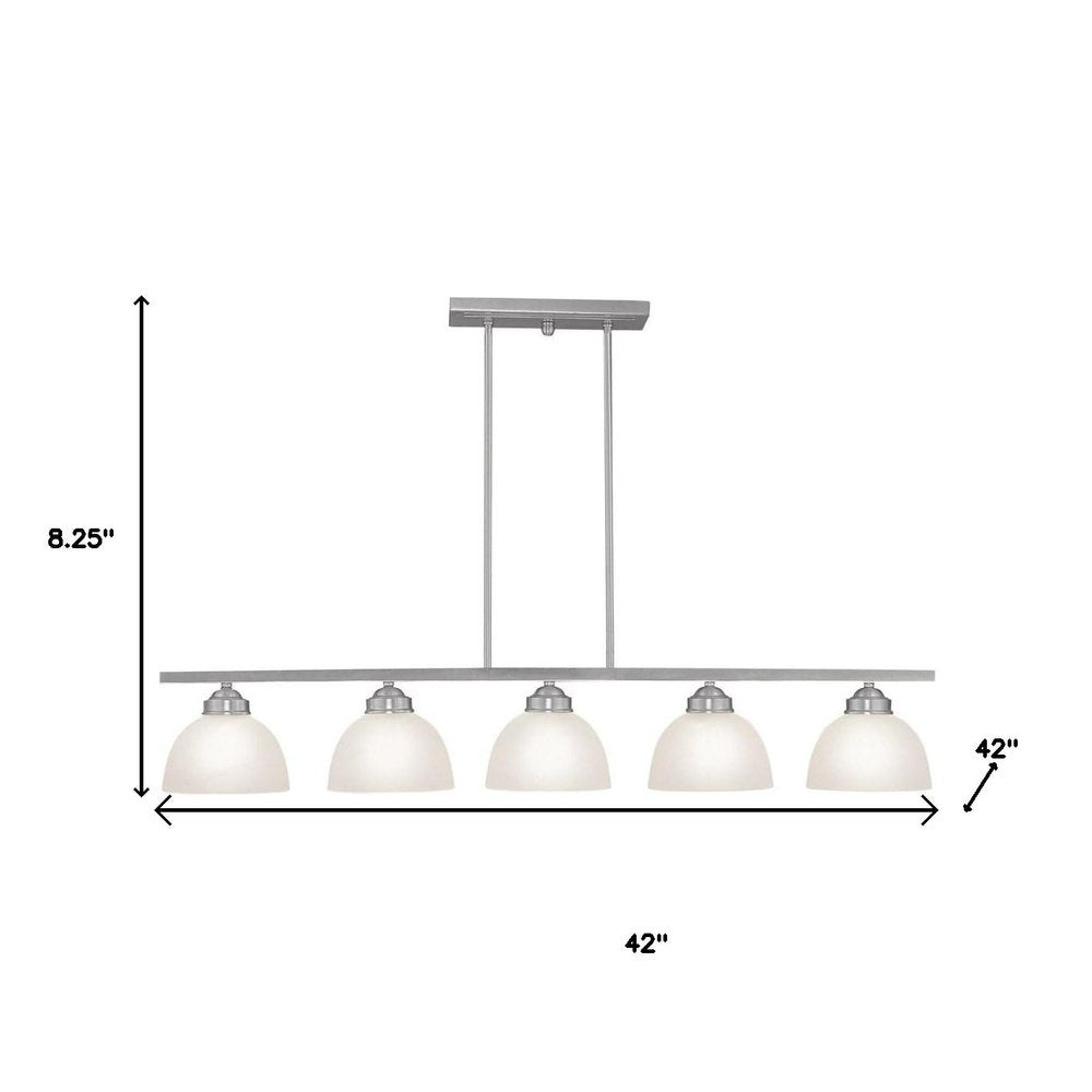 Nickel Five Light Metal Dimmable Chandelier With Shades